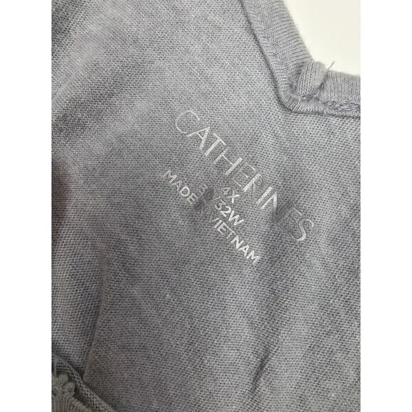 Catherines Flowy Top 4x (30/32) Womens Plus Size Gray V Front V Back Pullover - Picture 3 of 6